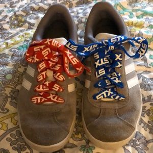 Grey & White Adidas Suede Shoes size 2Y